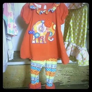 Elephant floral ruffle outfit